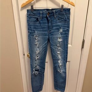 American Eagle Outfitters Women's Ripped Skinny Jeans - Blue